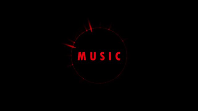 Modern red glowing music logo with circular outline on dark background