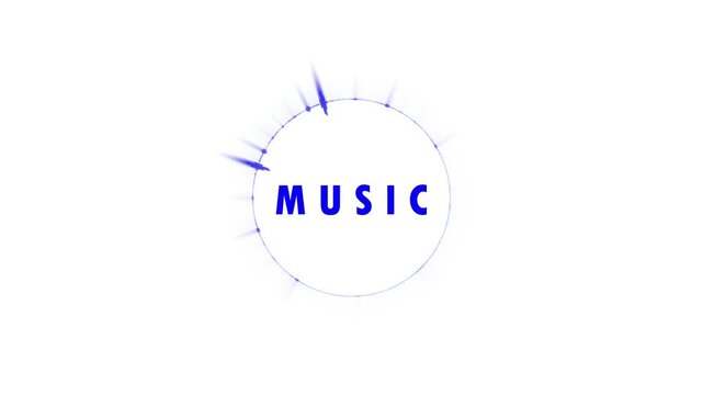 Modern music logo with stylish blue text inside circular frame