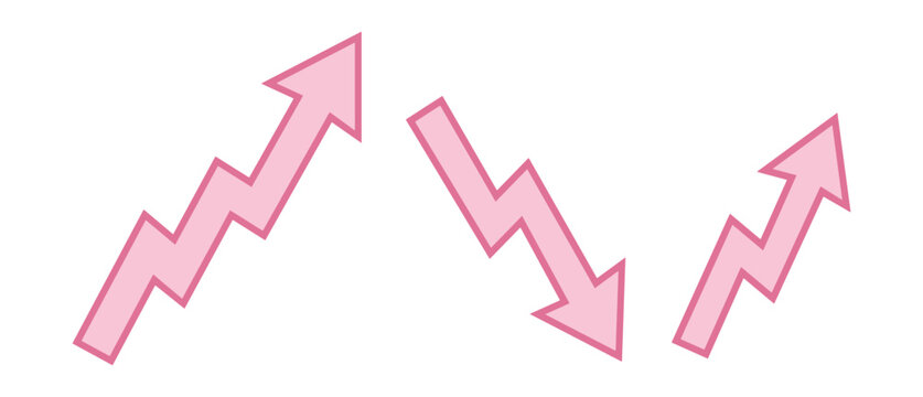 Pink zigzag arrows showing increase and decrease trends