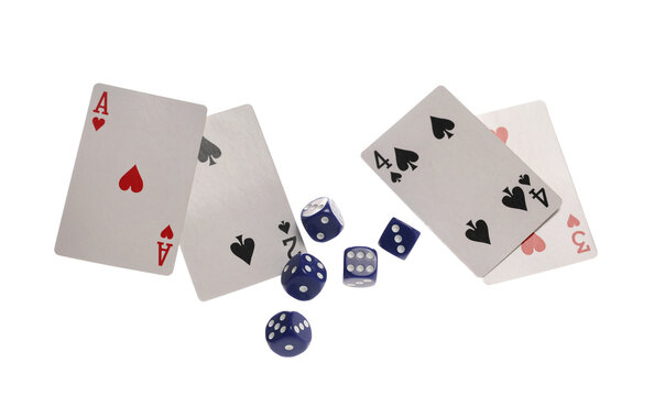 Flying playing cards for poker and gambling, deck  isolated on white background