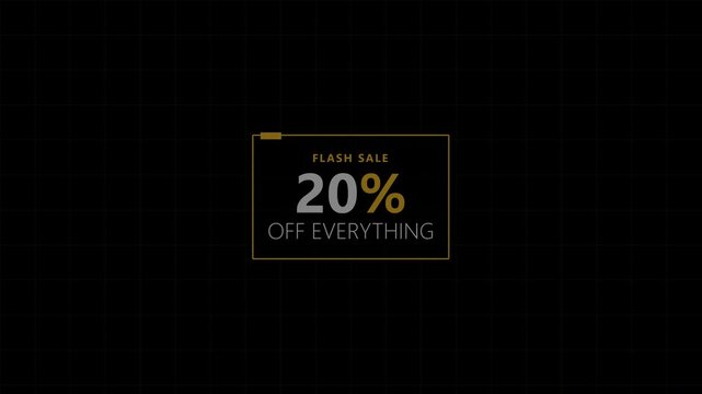 Flash sale banner displaying a discount on a dark grid