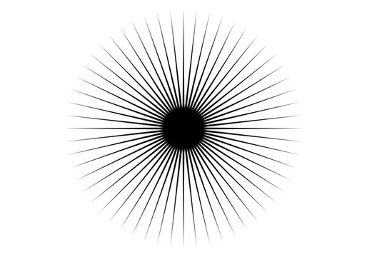 Destello radial negro sobre fondo blanco