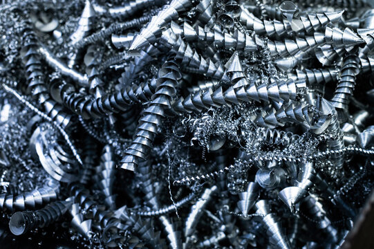 Metal Shavings and Steel Turnings Pile