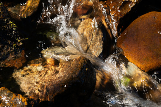 Water Flowing Over Rocks in a Stream