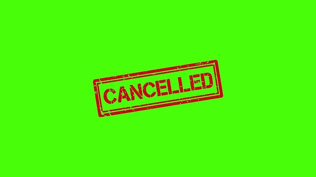 Red cancelled rubber stamp effect on green screen background, for business and, legal projects