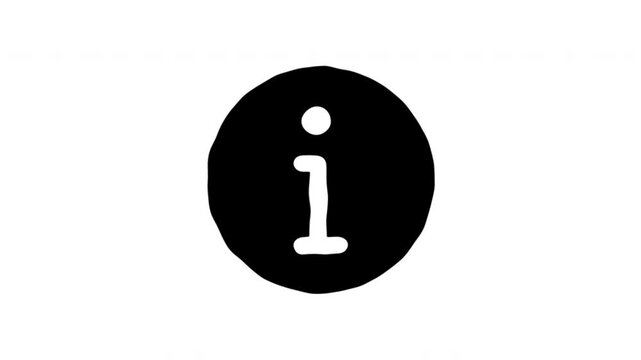 Information Symbol For Help And User Guidance Hand Drawn Doodle Animation. Lowercase I And Information Button. Interface Help Prompt. 4K Loop With Alpha Channel.