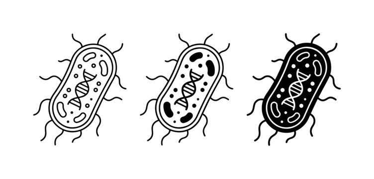 Bacteria DNA icon set for science logo