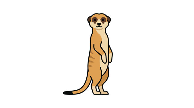 A standing meerkat is depicted as a flat vector silhouette