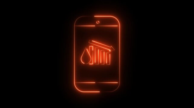 Neon glowing decreasing Humidity on Phone Screen - Icon Animation, on a transparent background, motion graphic of a humidity concept. 4k video