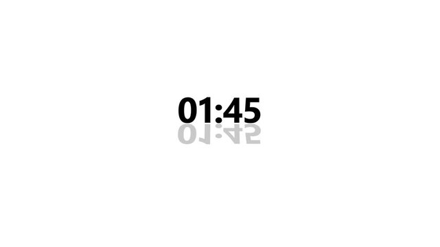 2 minutes digital countdown animation with alpha channel. motion graphic of 120 seconds count concept. Dynamic countdown 1200s. on a transparent background, 4k video