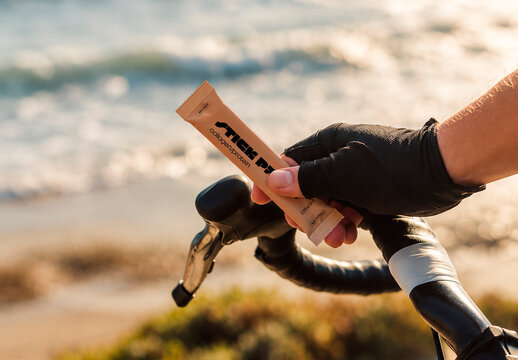 Cyclist with Stick Pack Mockup