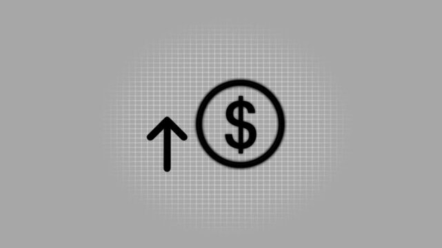 Growth and profit increase symbol with dollar sign and upward arrow