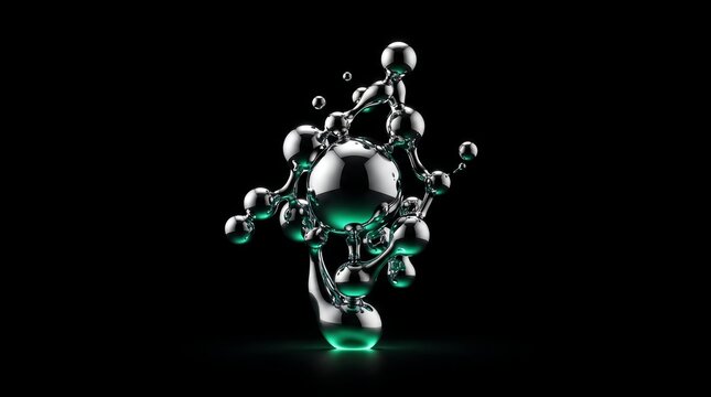 Crystal skull sculpture on Totally Black Background, Emerald Green side profile silhouette glow, Easy Background Removal Product Shot.