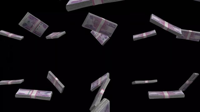 Ethiopia Money, Ethiopian Birr Banknotes Falling On Black Background, ETB Currency Stacks Dark Cinematic, 4K