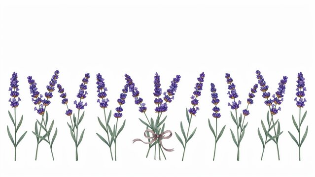 Lavender flowers vector border banner, blooming purple floral frame background, botanical lavandula spring design element for cosmetics and wedding card