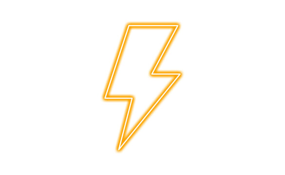 Neon lightning bolt icon isolated on transparent background