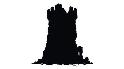 Stone tower with crenellations depicted as a black silhouette © Saifasafa