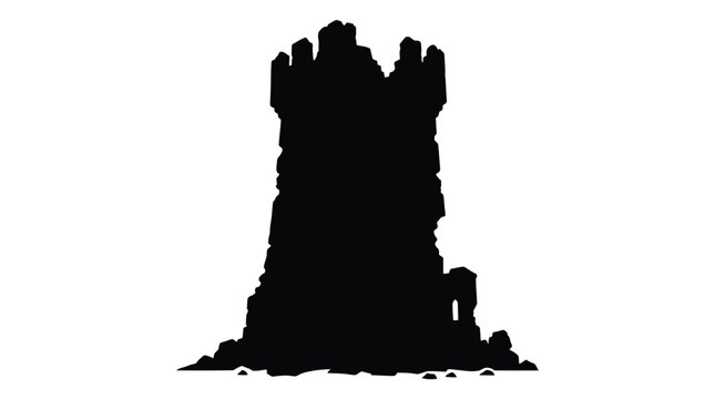 Stone tower with crenellations depicted as a black silhouette