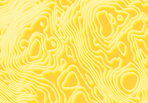 Warm yellow topographic contour line pattern with organic wavy maze texture design