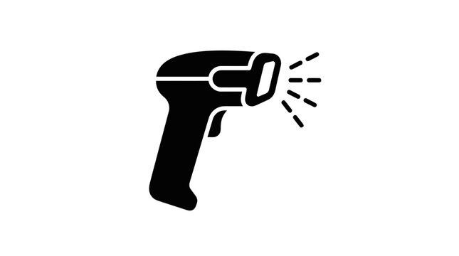 Modern black and white laser pointer icon for presentations, education, or tech-related projects on transparent