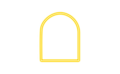 Yellow neon arch frame isolated on transparent background © Imran