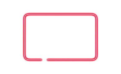 Red neon glowing rectangular frame isolated on transparent background © Imran