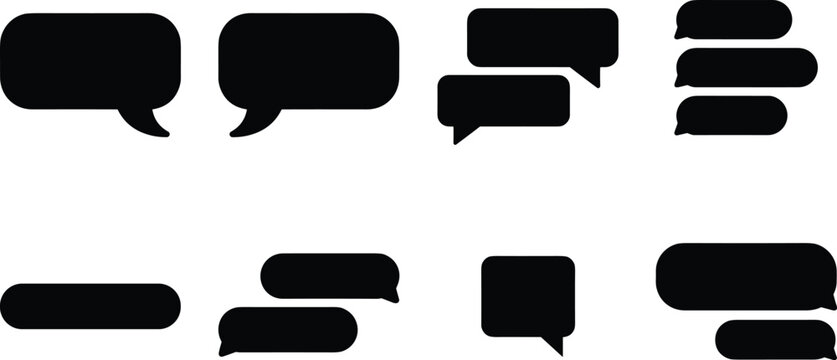Speech bubbles and messaging chat vector icon set featuring talk balloon message thread conversation bubble text box dialogue cloud