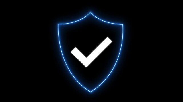 Safe Security Guard Icon Animation. Shield and white check mark icon animation, shield icon with a check mark inside symbolizing security and approval. technology and safety concept.4k video