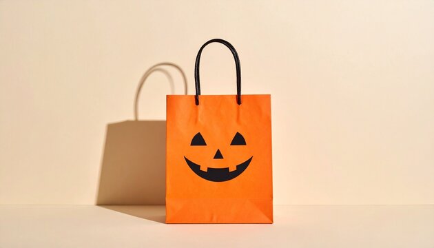Halloween Shopping Bags with Jack O Lantern Design and Copy Space for Seasonal Advertising