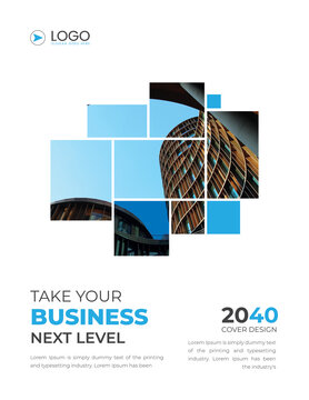 Corporate Business Cover Flyer Template with Geometric Photo Layout