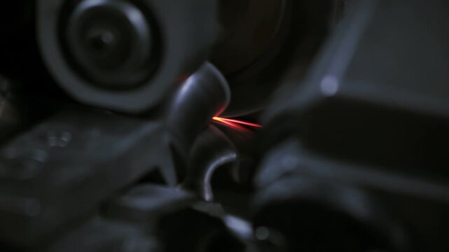 Gear shifter car interior night. Close up automatic transmission red glow light.