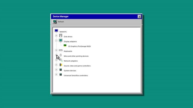 Retro 90s Computer Operating System Device Manager Window Animation