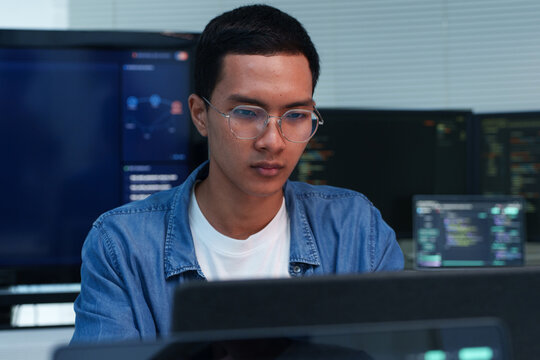 Young Programmer Developing Digital Software and AI Technology