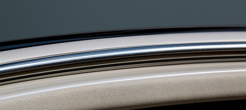Polished yacht rail with glossy gelcoat and textured deck material in layered alignment