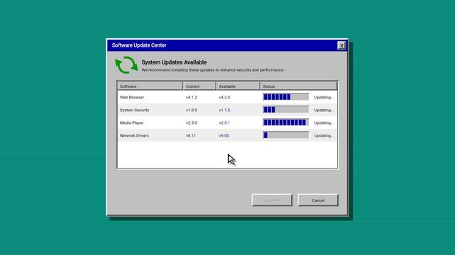 Vintage 90s Computer Software Update Notification Window