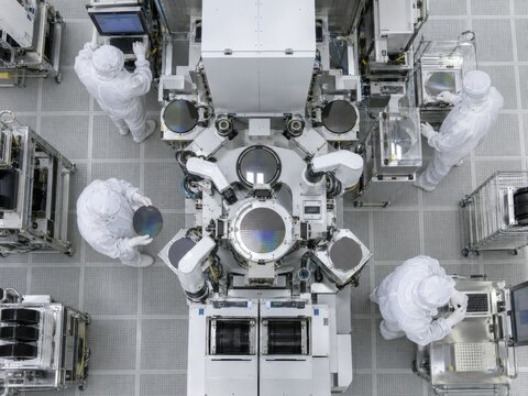Overhead Semiconductor Cleanroom with Technicians