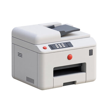 3D render of a grey office multifunction printer isolated on transparent background