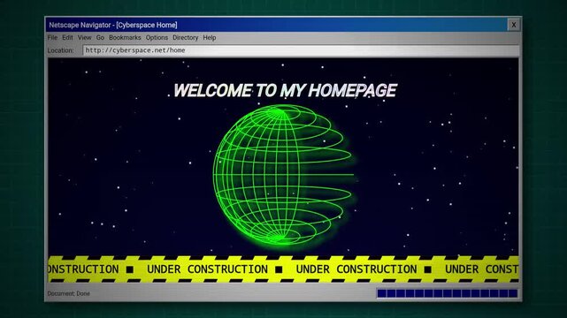 Retro 90s Internet Browser Interface with Homepage Loading Animation
