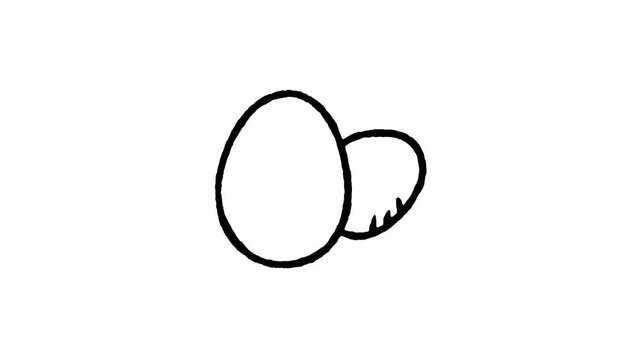 Animated doodle icon of fresh chicken farm eggs for cooking and baking ingredients.