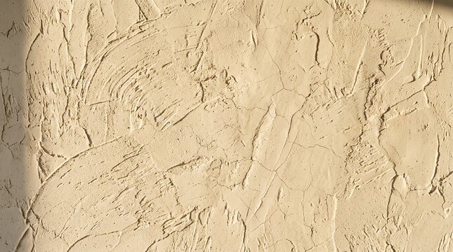 Textured Beige Stucco Wall Surface with Soft Natural Sunlight