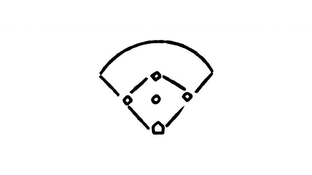 Animated doodle icon of a baseball diamond playing field with bases and dirt layout.