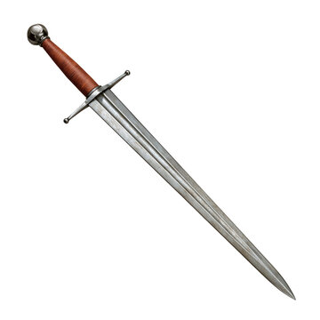 Medieval metal longsword broadsword isolated on white background