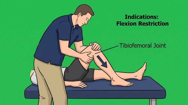 Physical therapist performing knee joint mobilization on a patient