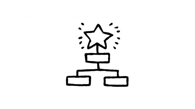 Animated doodle icon of a playoff tournament bracket tree with a winner star podium.