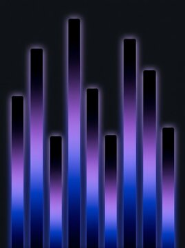 Neon Audio Equalizer Bars with Purple and Blue Glow Background