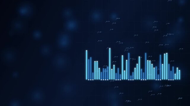 Financial bar graph data analytics and digital trading background