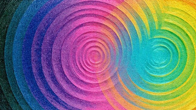 Vibrant rainbow concentric semicircles layered on colorful gradient background with paper craft style