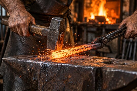 Blacksmith Forging Hot Metal