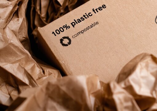 100% compostable packaging box highlighting eco-friendly shipping