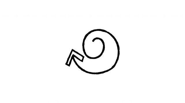Animated doodle icon of a curved arrow forming a continuous circular loop motion.